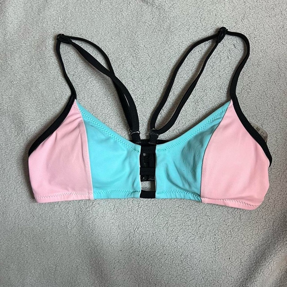 Colorblock Bikini Top - Pink and Blue